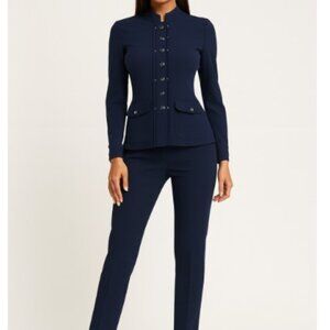 Indies 2 Piece Navy Blue Pantsuit Jacket Pants NWT Womens Size 4/6
